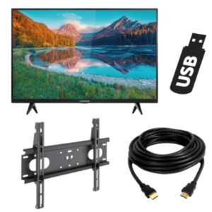 Ecran TV LED 43 pouces Full HD avec support mural, port USB et câble HDMI